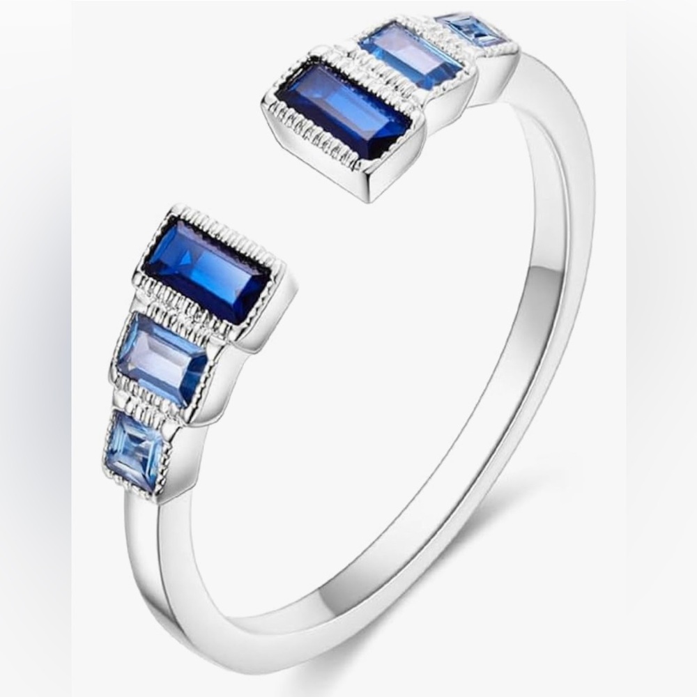 Gorgeous Dillards 925 Silver Sapphire Topaz band Adjustable ring